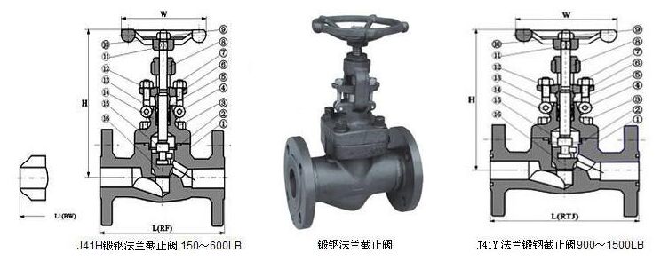 鍛鋼法蘭端截止閥結構圖