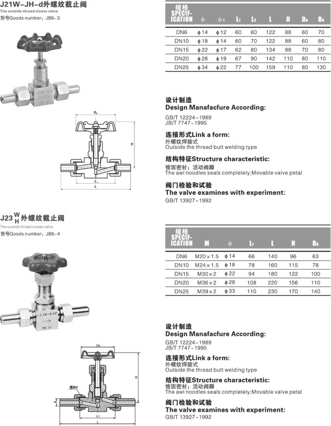 外螺紋截止閥結構圖