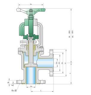  J44H高壓角式截止閥結構圖