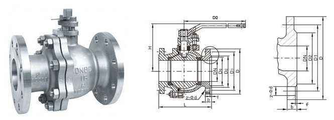 法蘭鑄鋼球閥結(jié)構(gòu)圖
