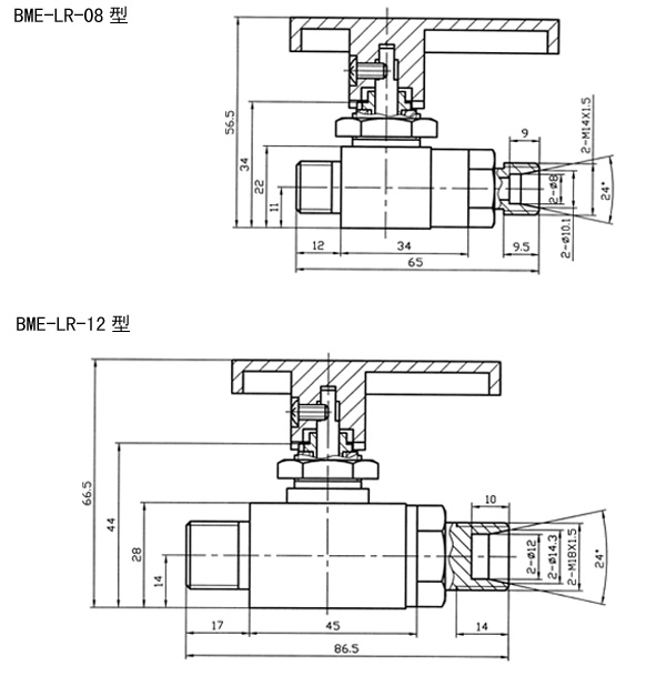 BME系列高壓球閥尺寸圖