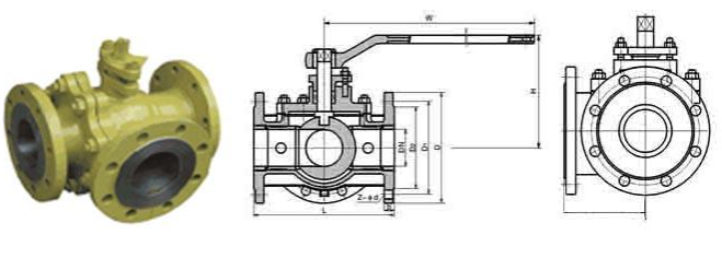 法蘭三通球閥結(jié)構(gòu)圖