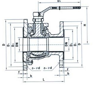 FQ41F46放料襯氟球閥結構圖