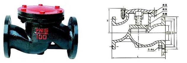 升降式止回閥H41T結(jié)構(gòu)圖