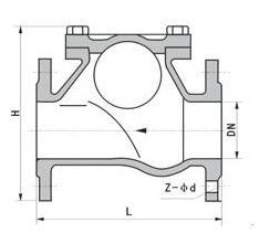 微阻、無磨損球形止回閥結構圖