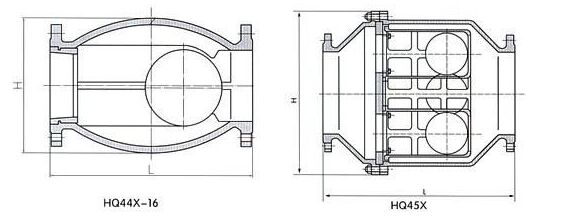HQ44X,HQ45X球型止回閥結構圖