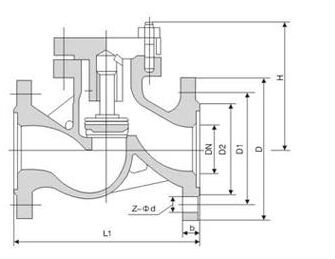 H41H不銹鋼升降式止回閥結構圖